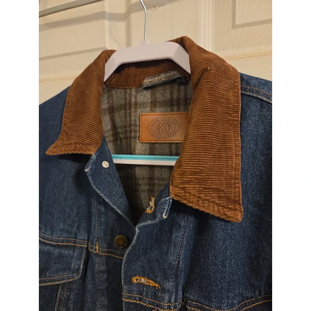 Vntg Gibson Denim Jacket Size M Mens Wool/poly Lining Nice